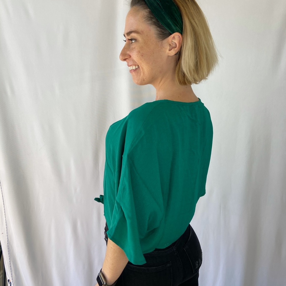 Miss Love small green cropped blouse.